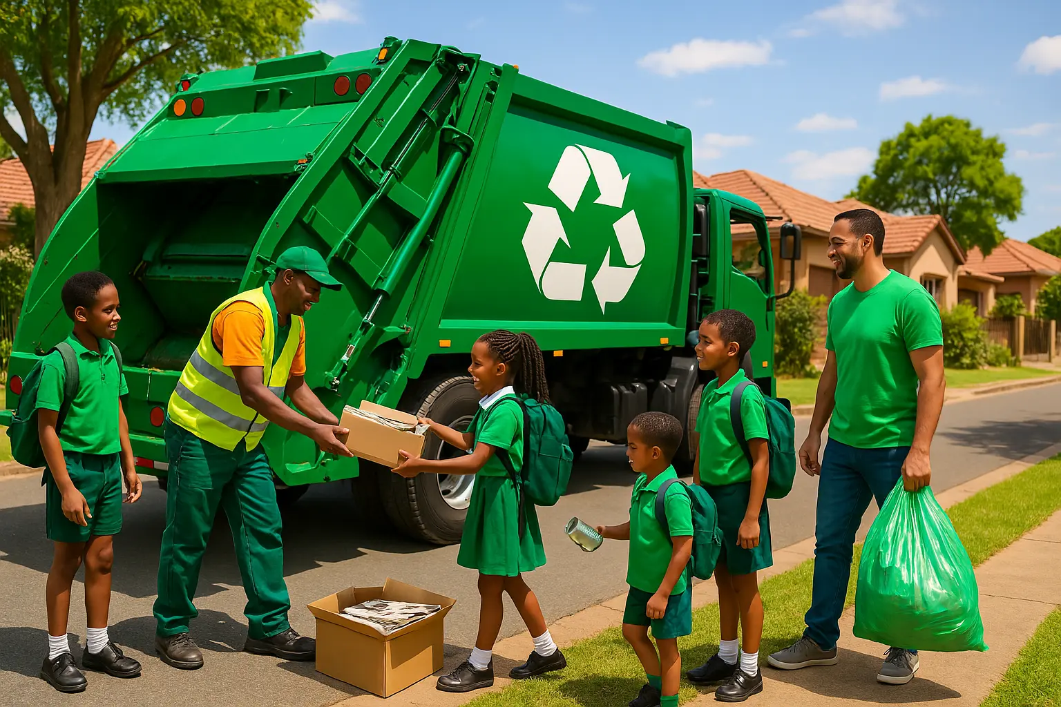Team working on recycling