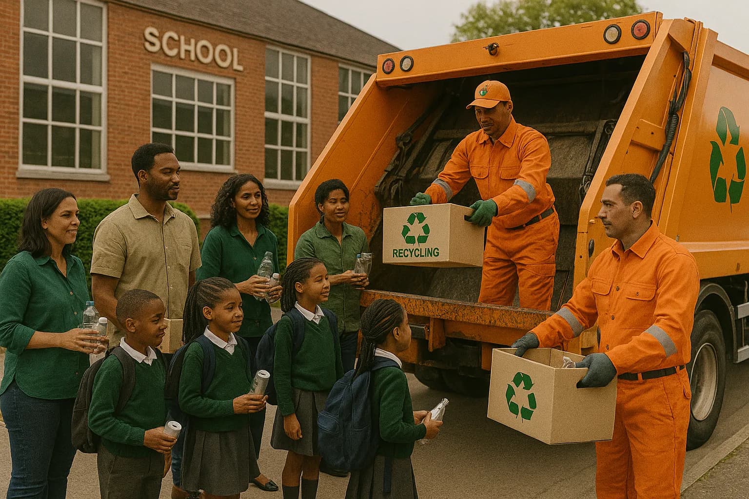 Team working on recycling